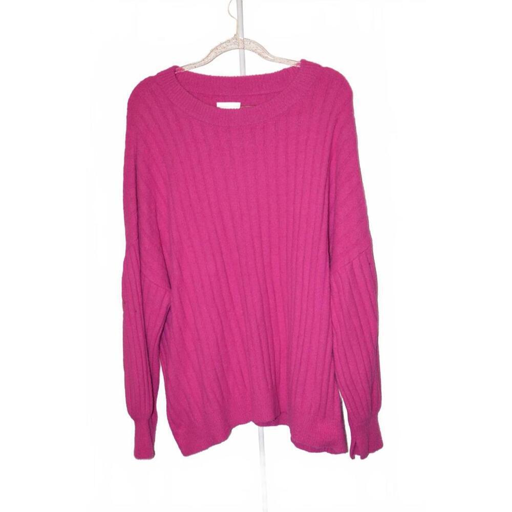 Aerie Oversized Buttercream Crew Sweater in a hot pink size Large